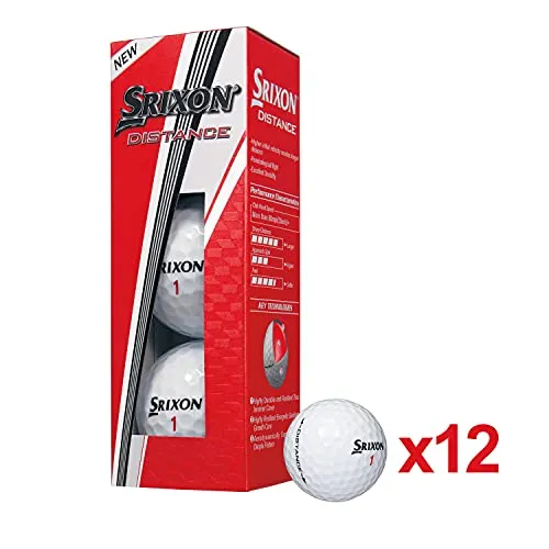 Srixon 2019 Distance Soft Golf Balls Pack of 12 Balls (White)