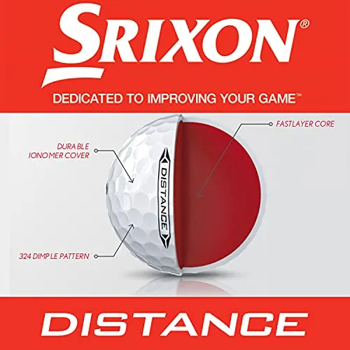 Srixon 2019 Distance Soft Golf Balls Pack of 12 Balls (White)