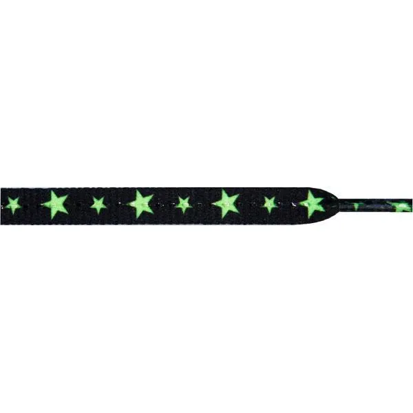 Stars Laces - Neon Green on Black (1 Pair Pack) Shoelaces