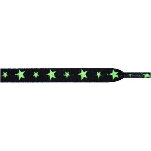 Stars Laces - Neon Green on Black (1 Pair Pack) Shoelaces
