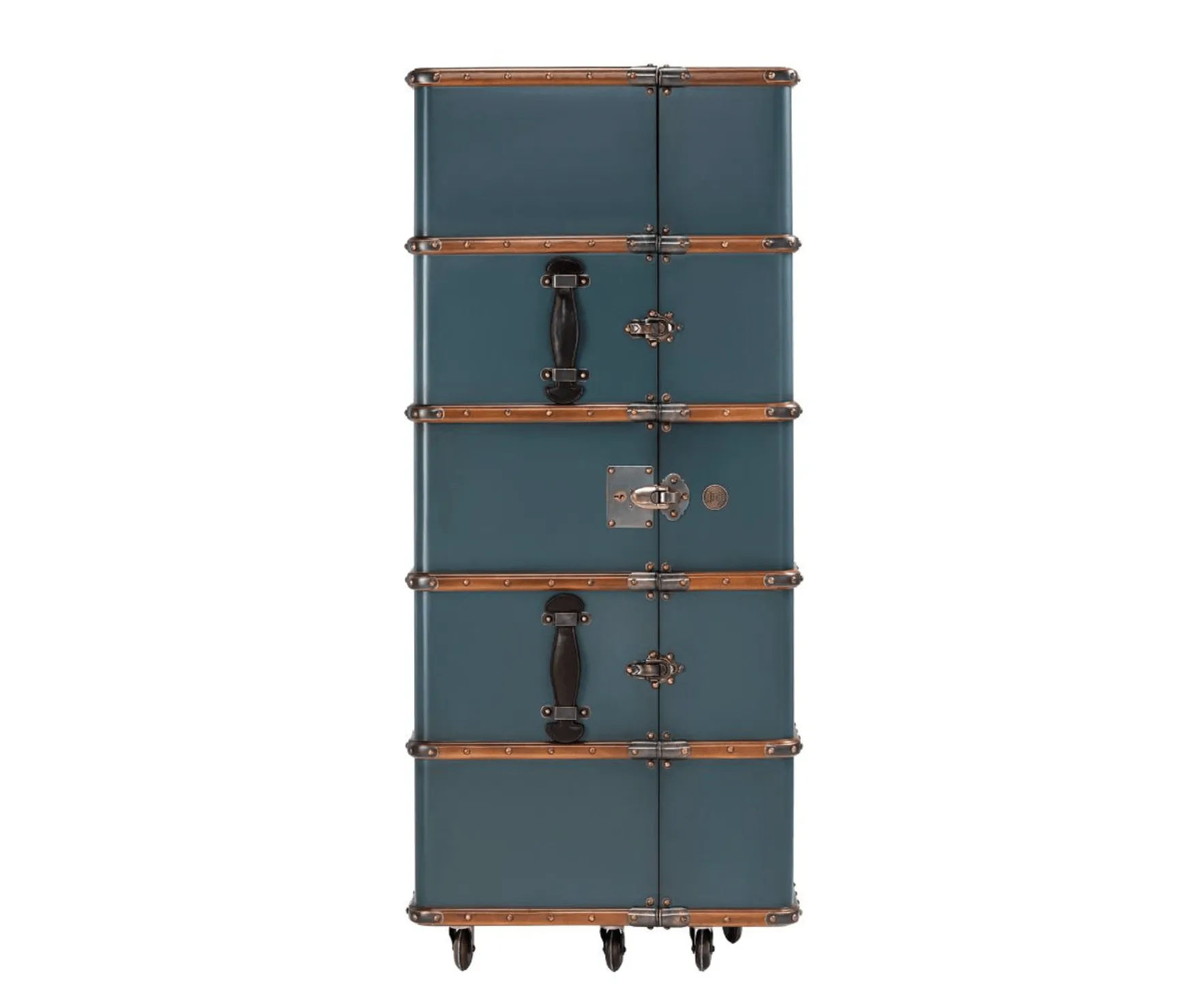 Stateroom Mobile Bar Trunk - Petrol Blue