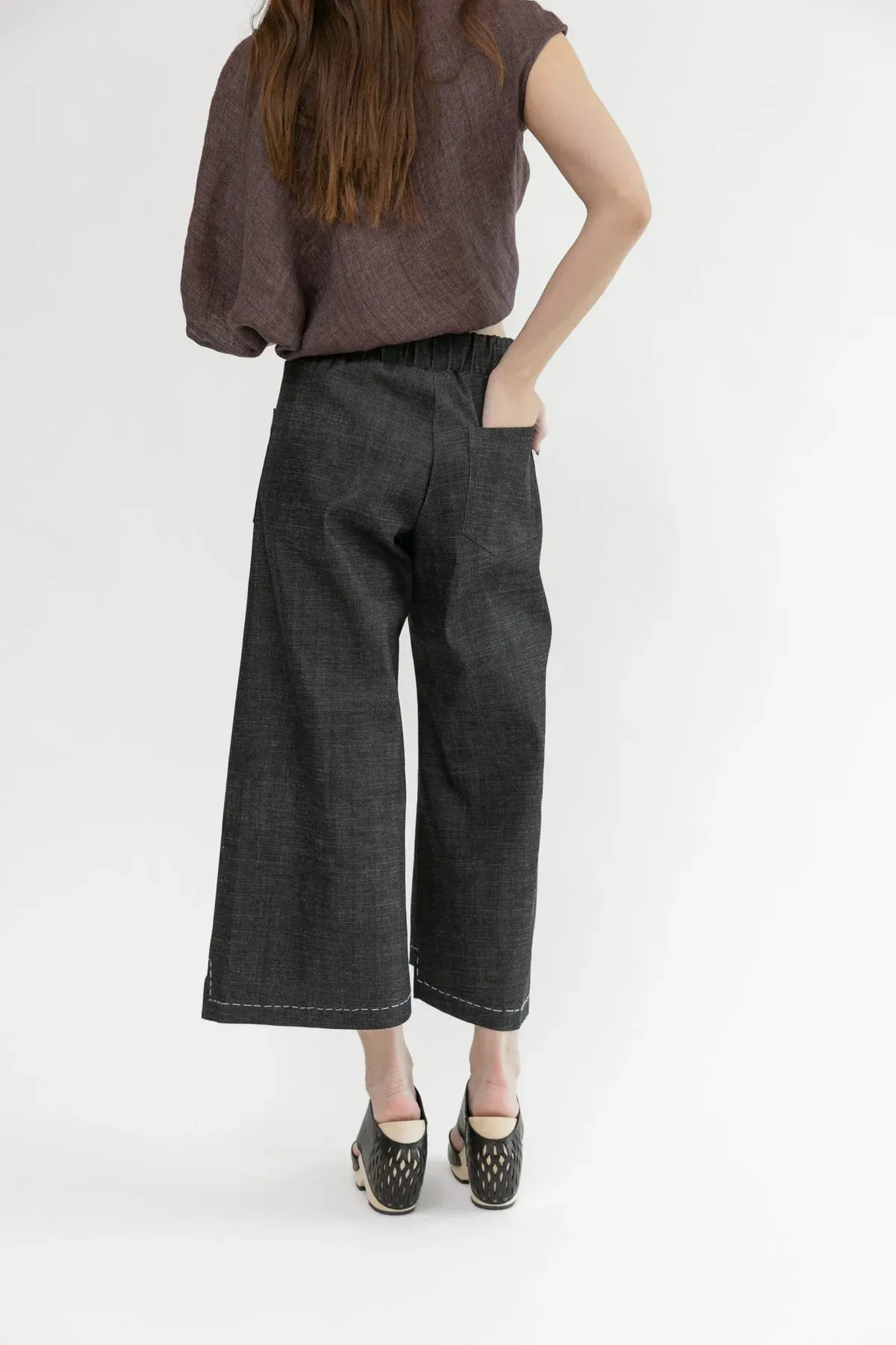 Step Stitch Crop Pants V2 | Indigo Denim White
