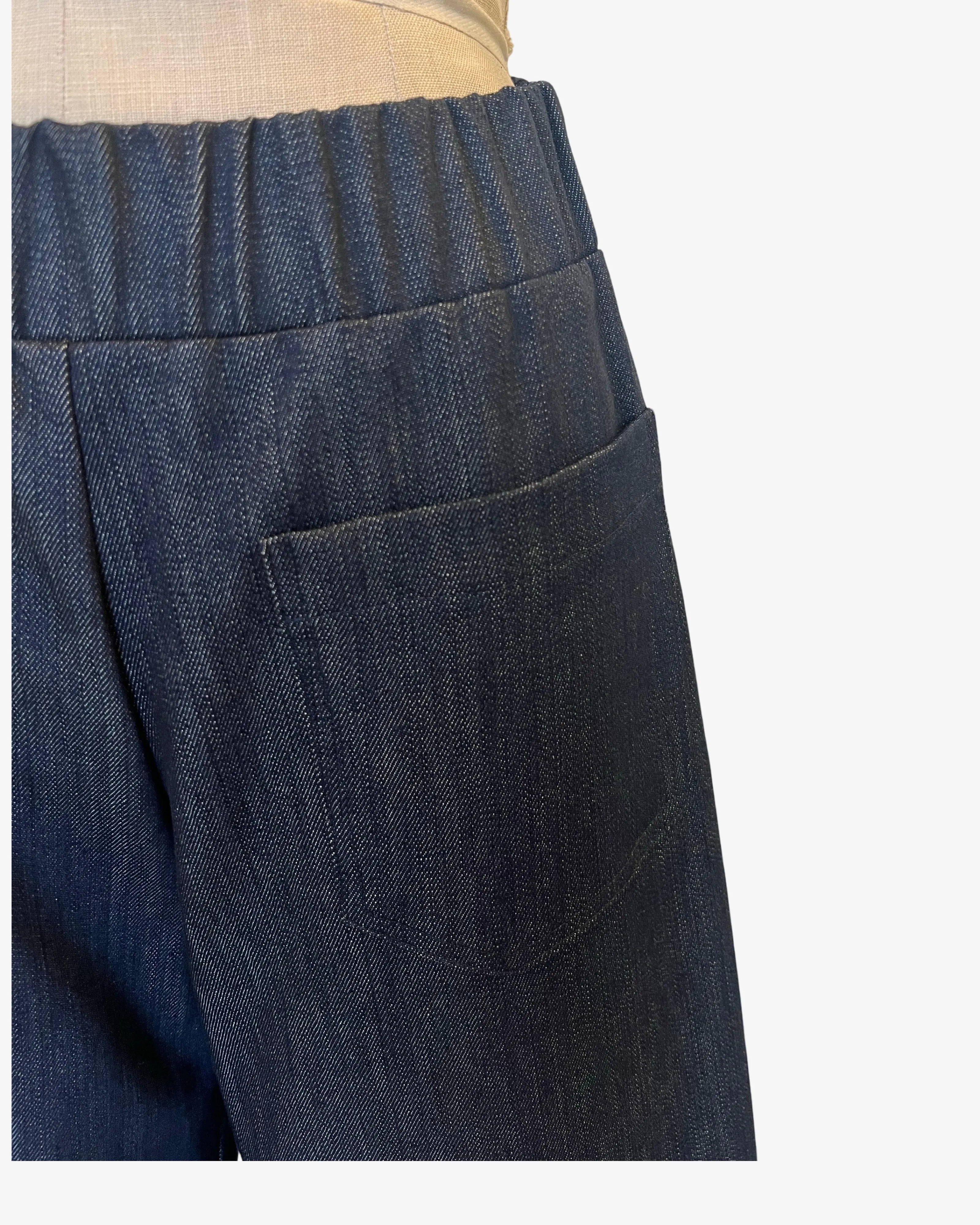 Step Stitch Crop Pants V2 | Indigo Denim White
