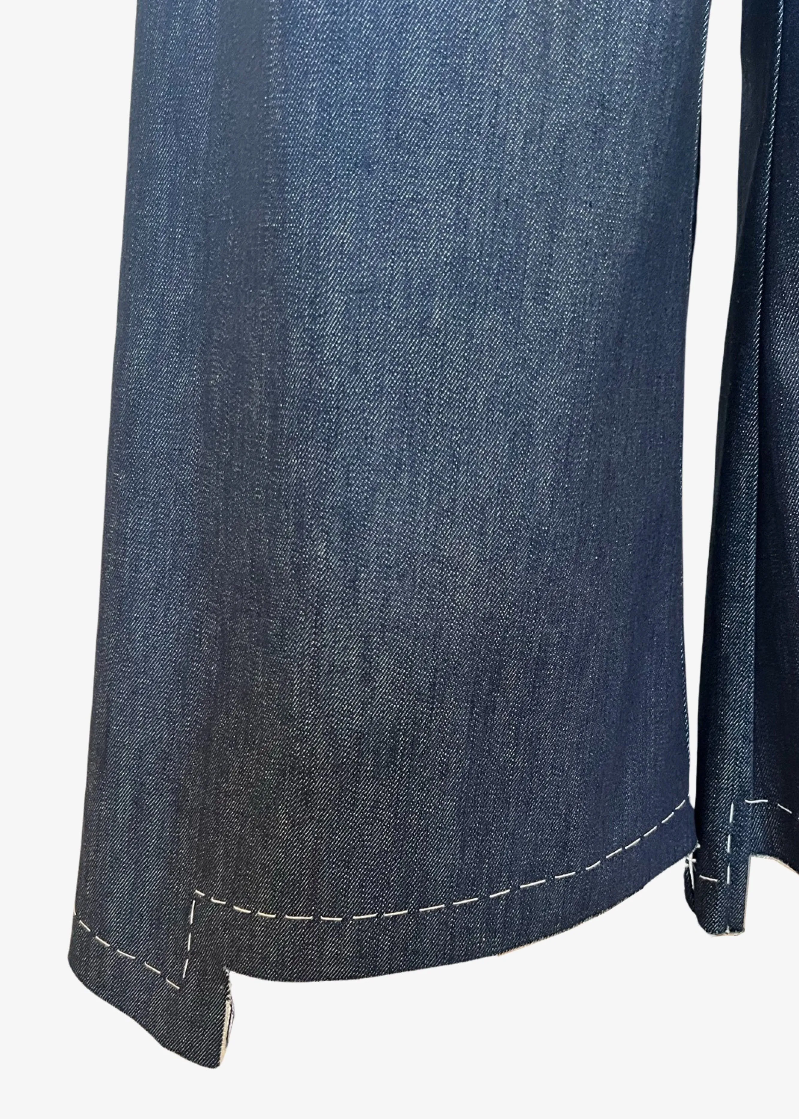 Step Stitch Crop Pants V2 | Indigo Denim White