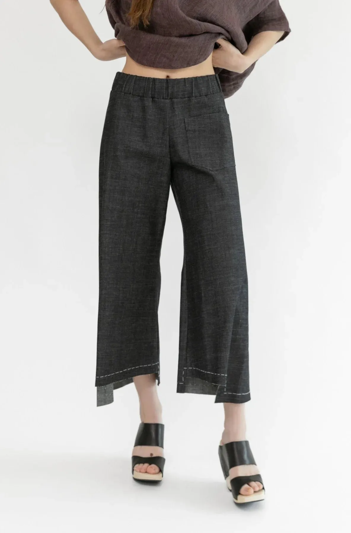 Step Stitch Crop Pants V2 | Indigo Denim White