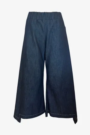 Step Stitch Crop Pants V2 | Indigo Denim White