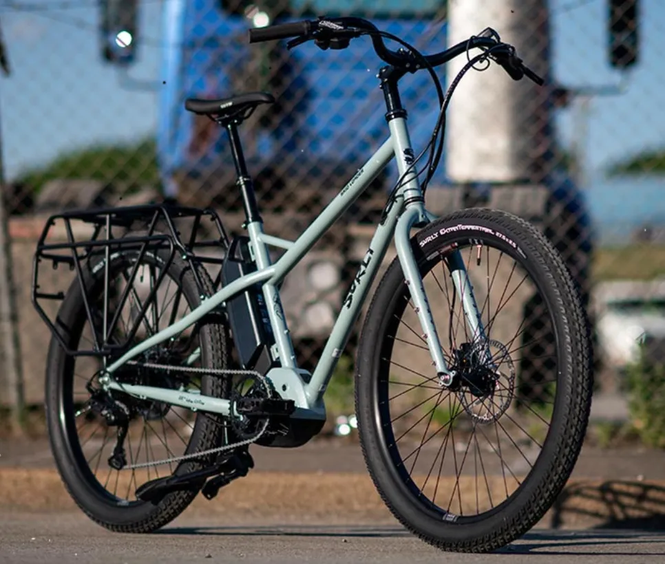 Surly Skid Loader Cargo Ebike - 27.5", Steel, Bathwater Gray, Medium
