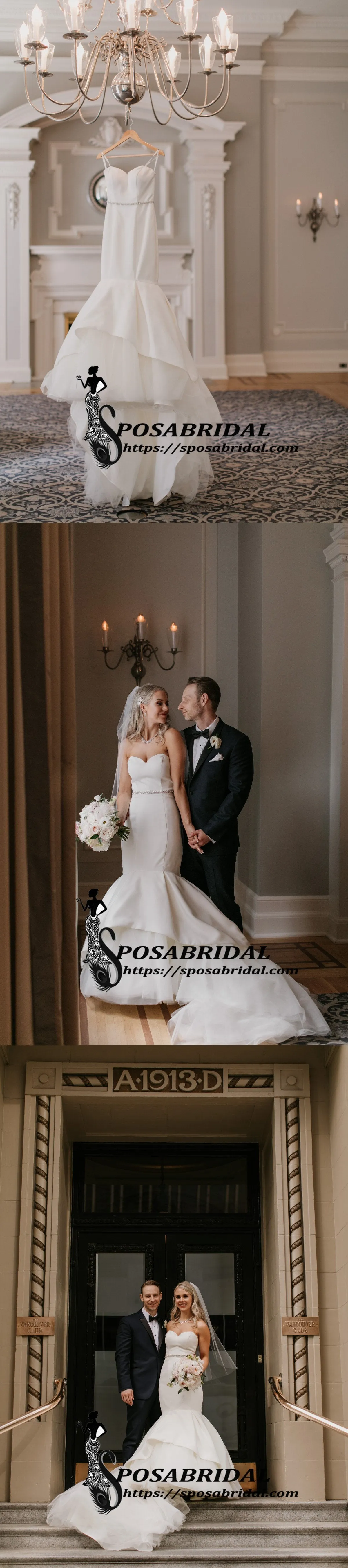 Sweetheart Long Mermaid Elegant Beach Summer Unique Wedding Dresses with train, WD0307