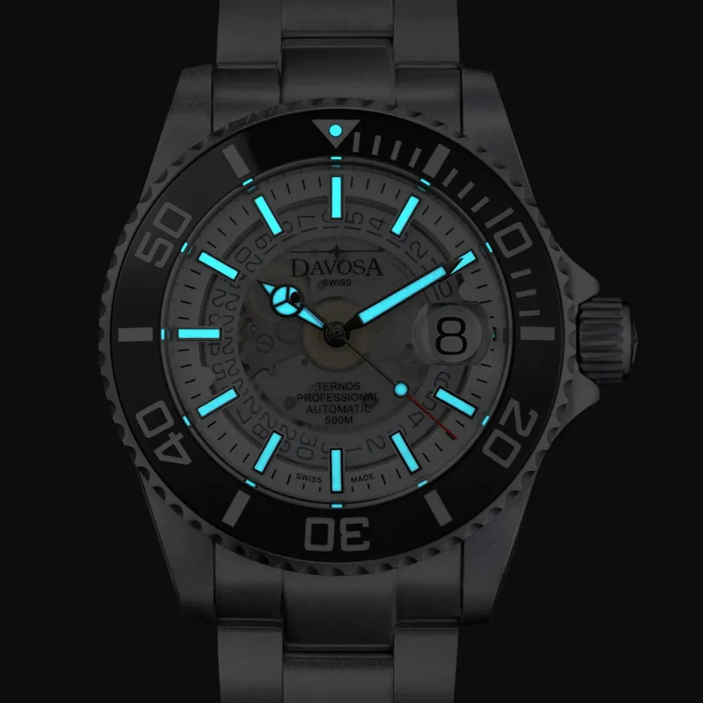 Ternos Professional Auto Nebulous 500m White Diving Watch 16153510 Holiday Bundle