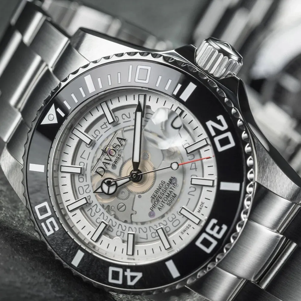 Ternos Professional Auto Nebulous 500m White Diving Watch 16153510 Holiday Bundle