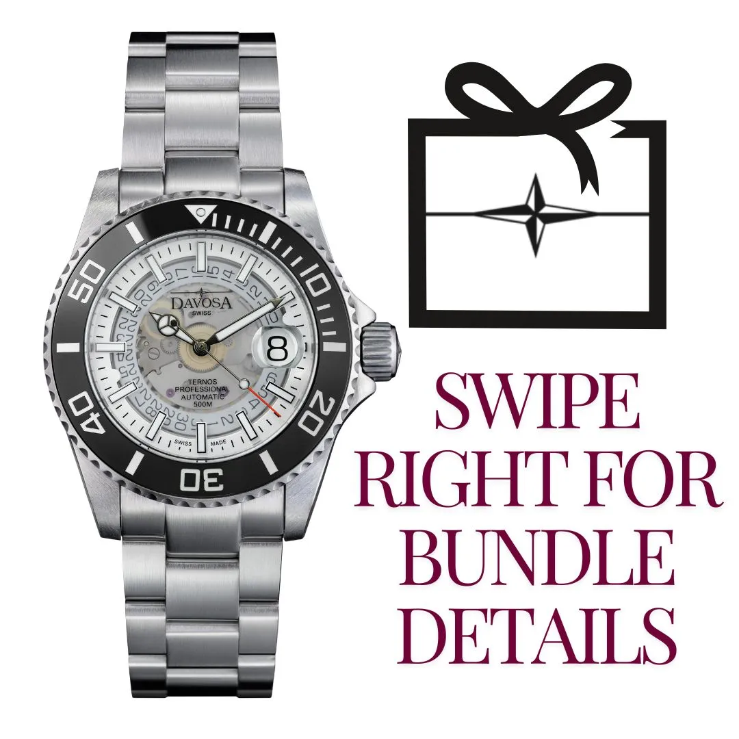 Ternos Professional Auto Nebulous 500m White Diving Watch 16153510 Holiday Bundle