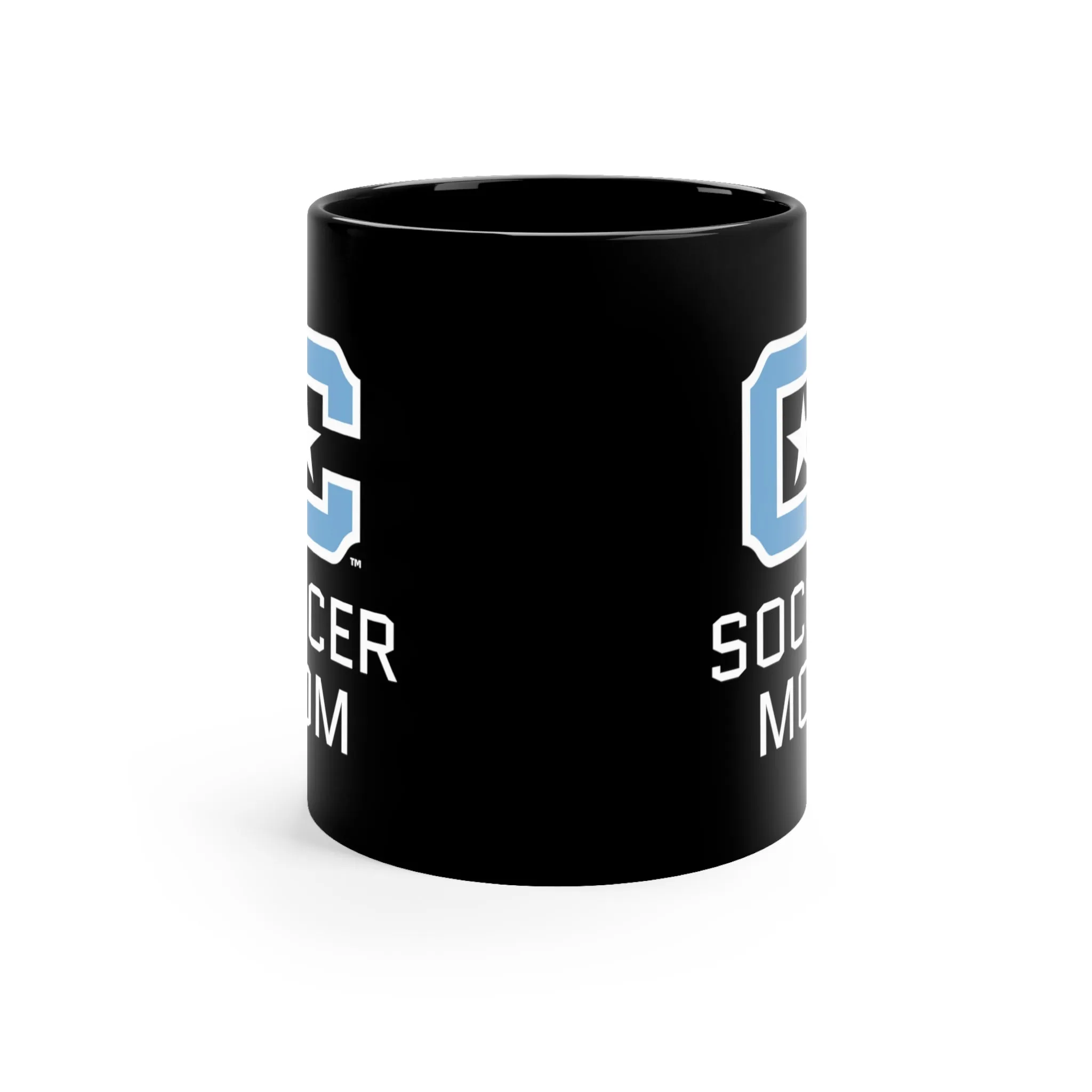 The Citadel Block C Logo, Club Sports Soccer Mom, Black Mug, 11oz