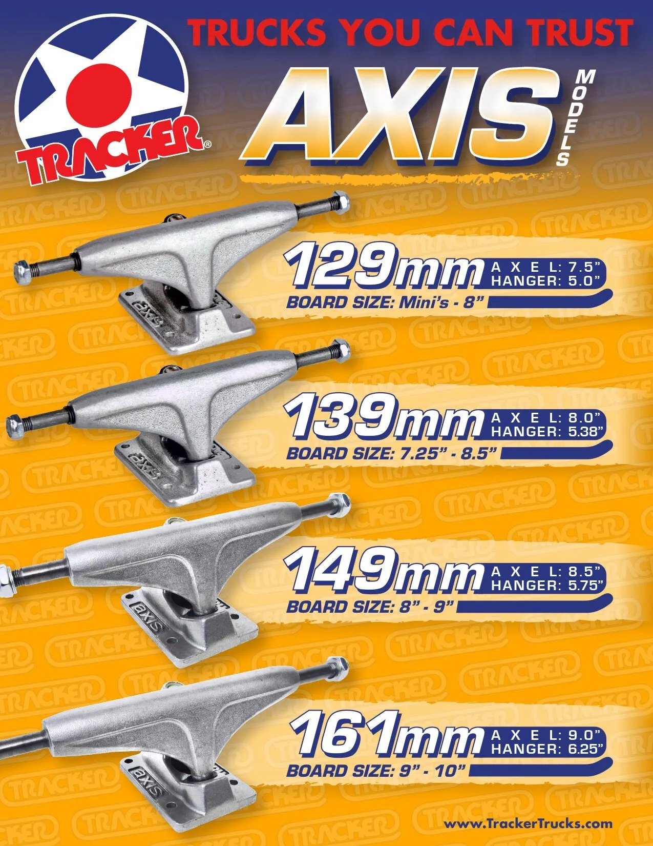 Tracker Axis 161mm Skateboard Trucks