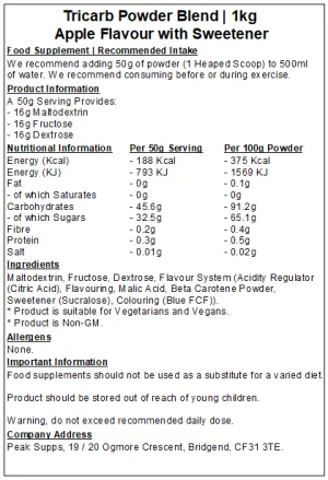 Tri Carb Powder - Triple Carbohydrate (Maltodextrin, Dextrose & Fructose)