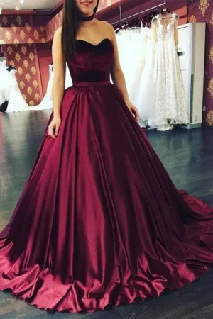Unique A Line Sweetheart Burgundy Long Ball Gown Prom Dresses,new Evening Dresses OK252