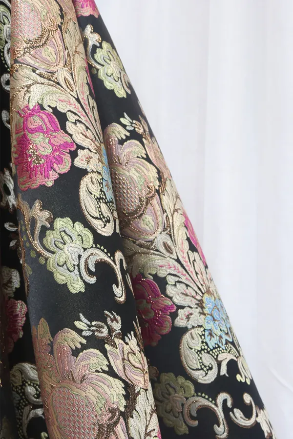 Unique Floral Floor Length Prom Dress, A Line Black Evening Dress APP0794
