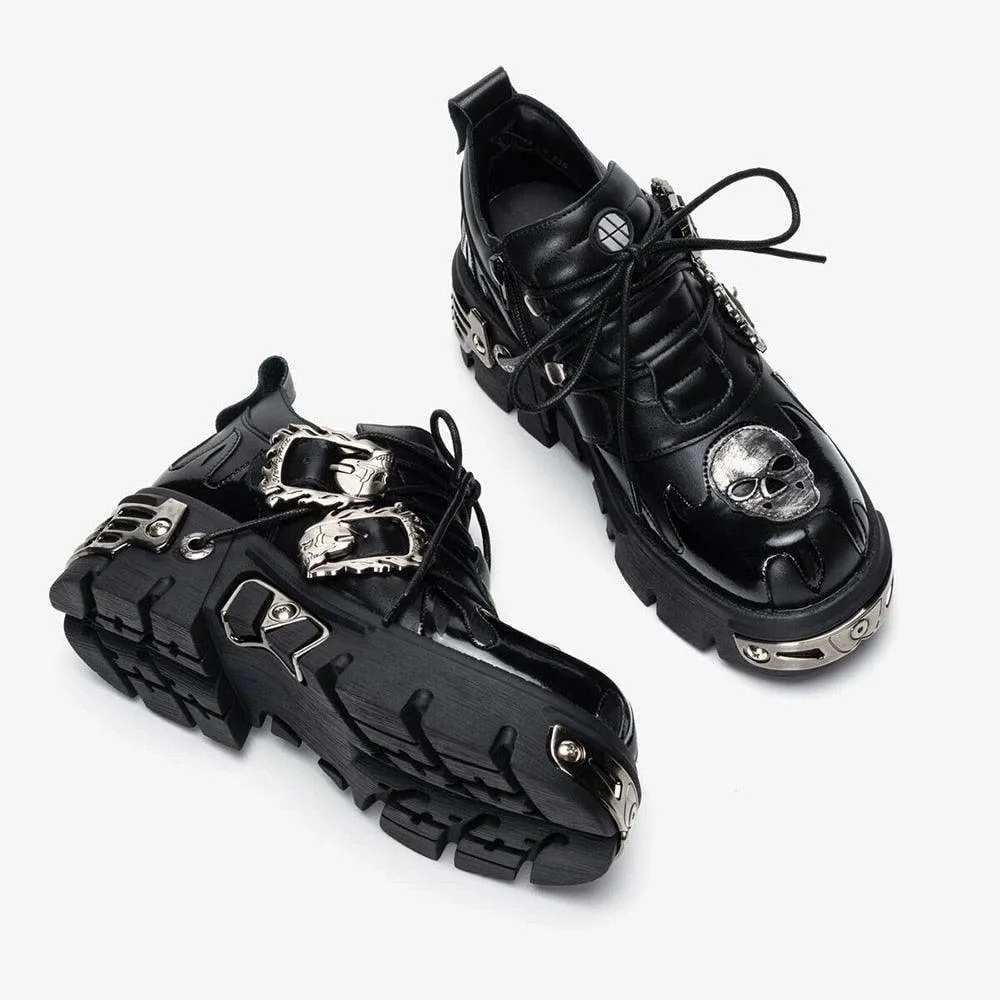 Unique Gothic Style Women's Lace-Up Platform Shoes with a 6CM Heel Height