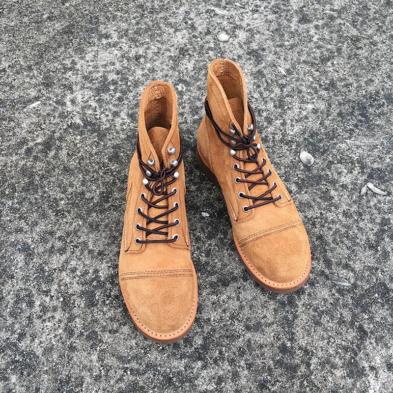 Vintage Genuine Leather wings Men Work Motorcycle Boots
