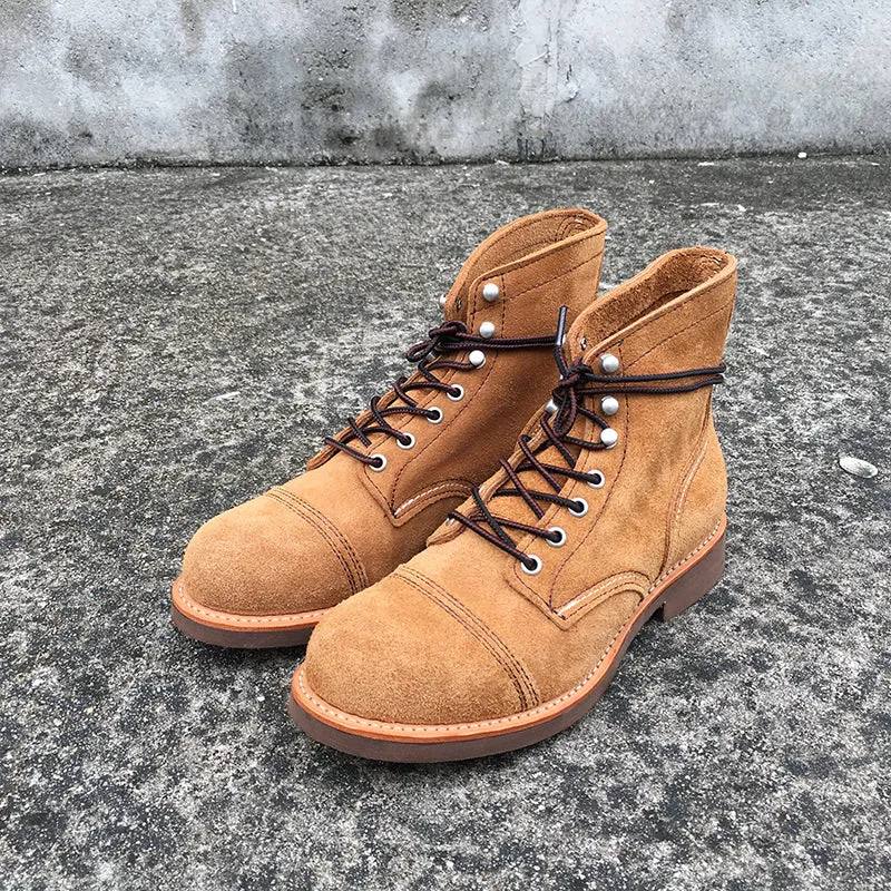 Vintage Genuine Leather wings Men Work Motorcycle Boots