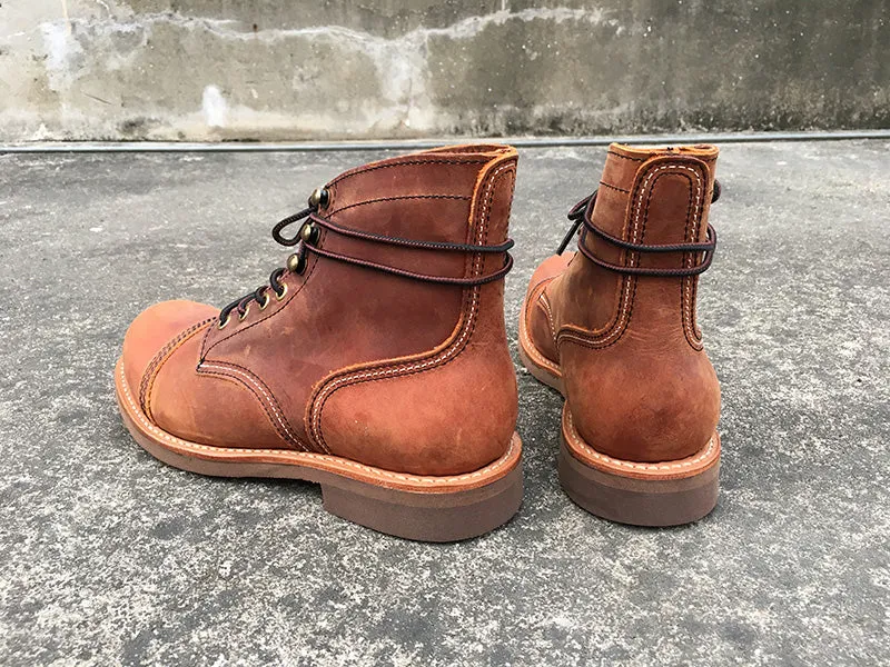 Vintage Genuine Leather wings Men Work Motorcycle Boots