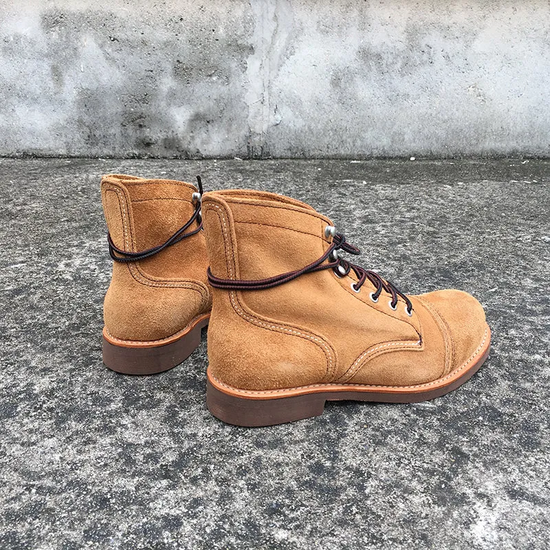 Vintage Genuine Leather wings Men Work Motorcycle Boots