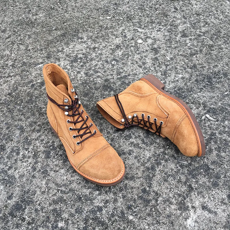 Vintage Genuine Leather wings Men Work Motorcycle Boots