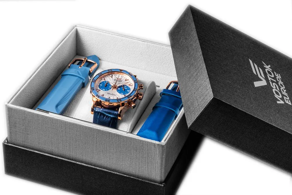 Vostok-Europe Undine Collection, Blue and Gold Chronograph,  VK64-515E527