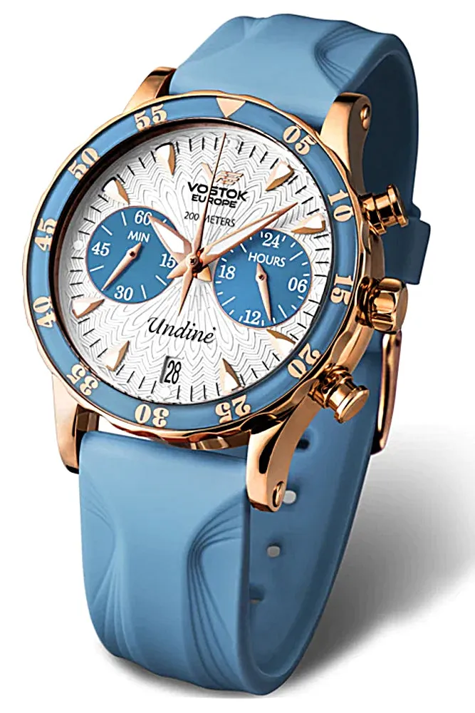 Vostok-Europe Undine Collection, Blue and Gold Chronograph,  VK64-515E527