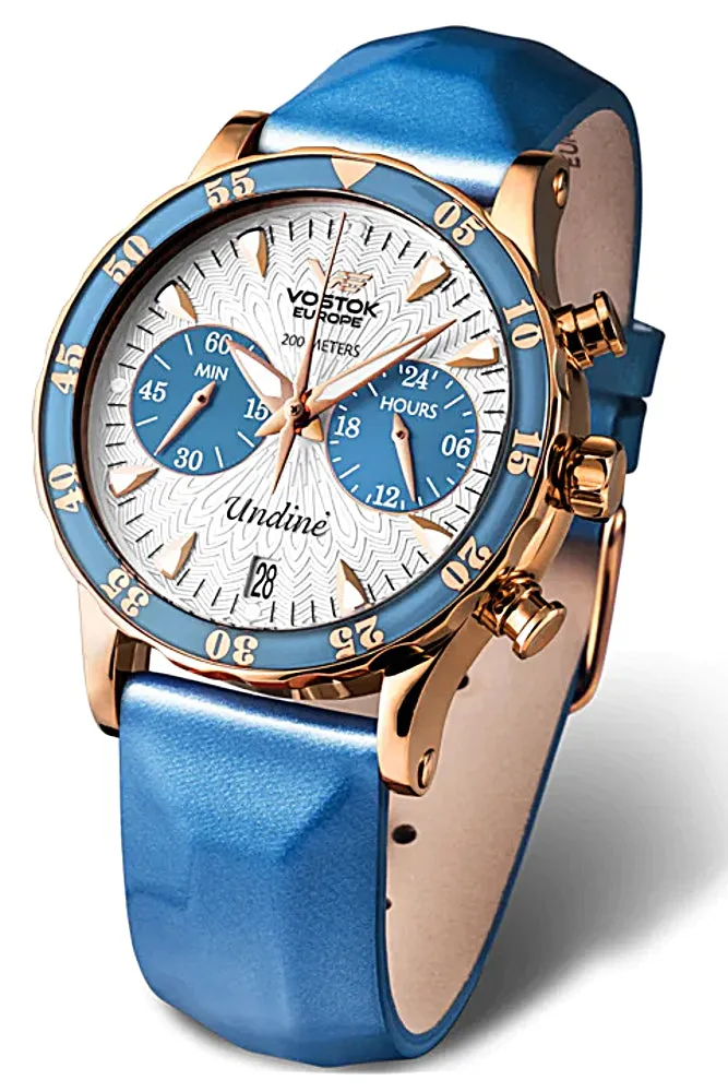 Vostok-Europe Undine Collection, Blue and Gold Chronograph,  VK64-515E527