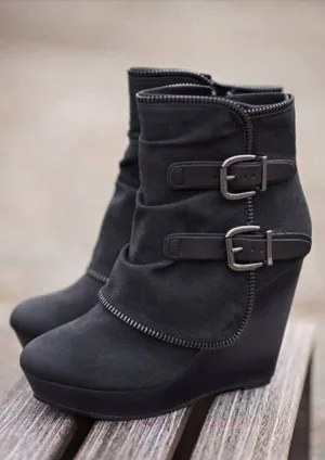 Women autumn winter sexy wedges platform short boots