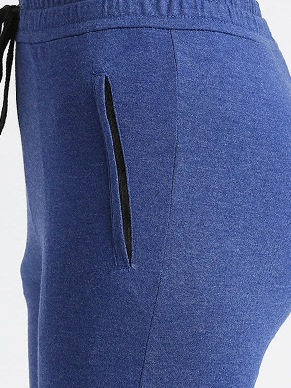 Women Ink Blue Solid Joggers - ZIP TRACK-IB