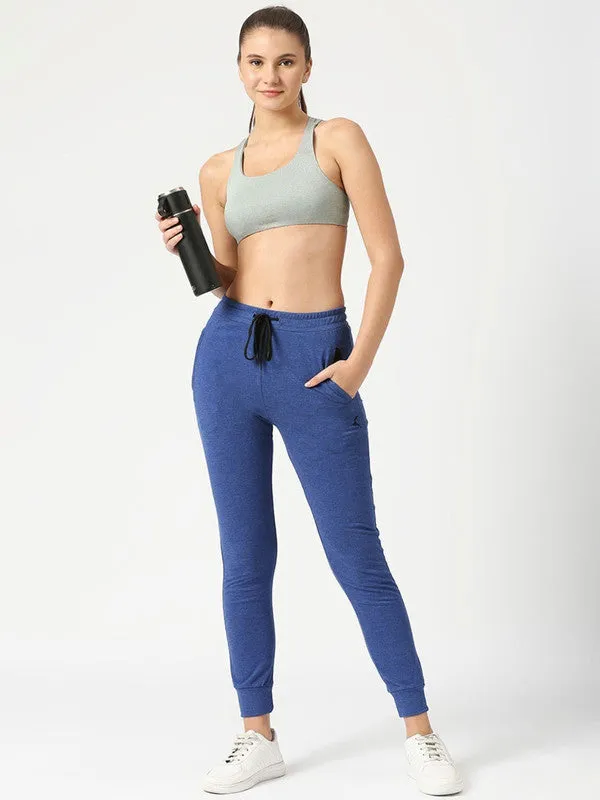 Women Ink Blue Solid Joggers - ZIP TRACK-IB
