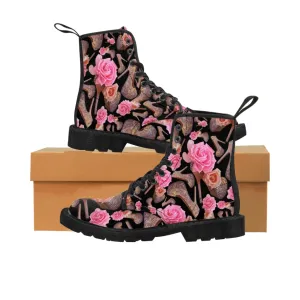 Women's Canvas Boots 'Rose pink flower'