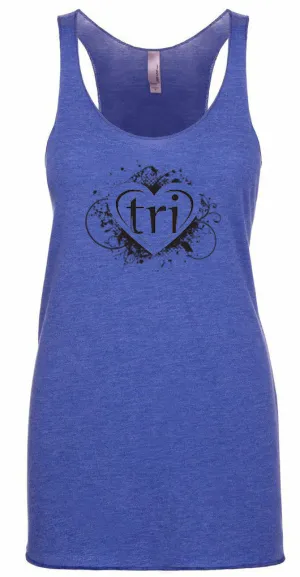 Women's racer back triathlon tank top "tri heart"
