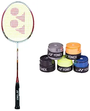 Yonex Carbonex 8000 Plus Graphite Badminton Racquet with free Full Cover & Yonex Etech 902 Pack of 5 Badminton Grips