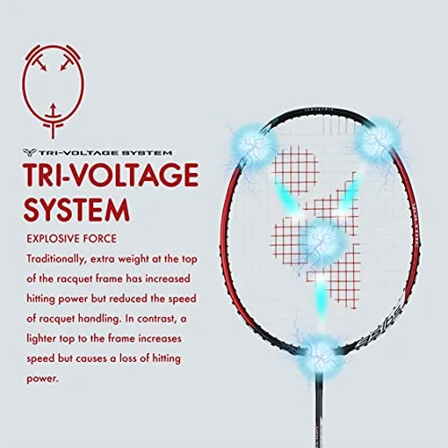 YONEX Voltric 0.7 DG Slim Tri Voltage System Graphite Badminton Racquet (Navy Blue , 35 Lbs Tension, Slim Shaft)